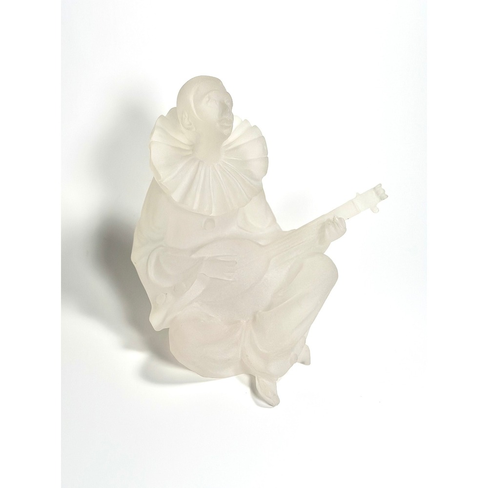 Pierrot Frosted Lucite Sculpture, Vintage 90s, Crystallus, Clown